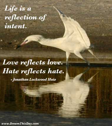 Karma Sayings. Life is a reflection of intent. Love reflects love.